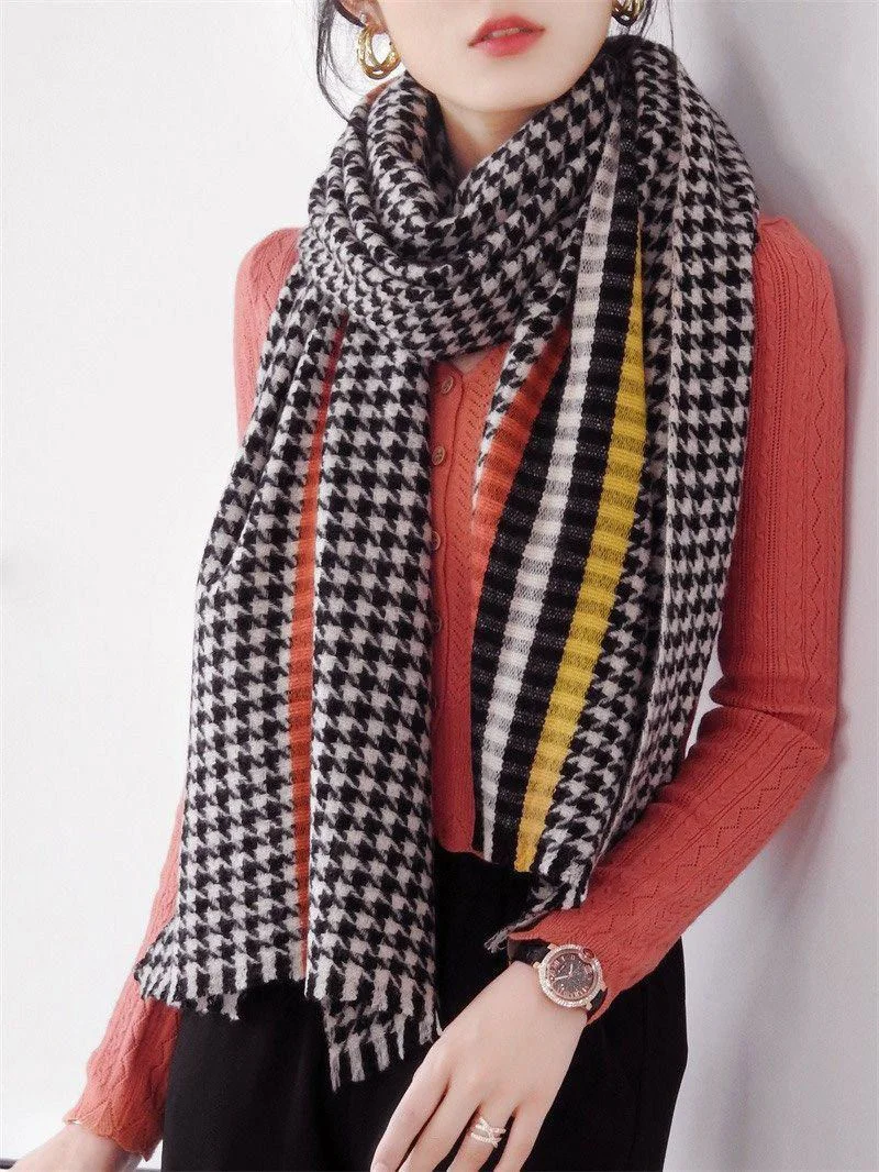 21-22AW グッチ 男女OK!GGマーク 偽物 チェックストライプ ウールマフラー gur32303