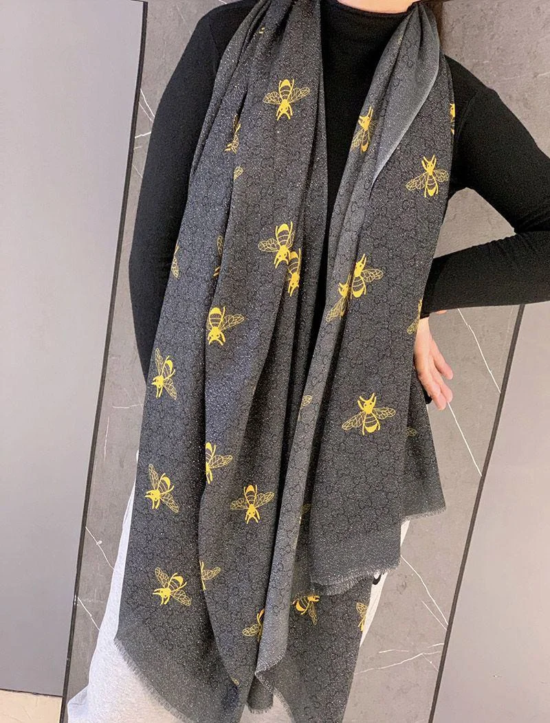 《大人気》グッチ 蜂 ストライプ カシミヤマフラー gux00042