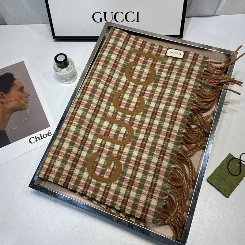 完売必至 グッチ チェック カシミヤ コピー スカーフ gux70461