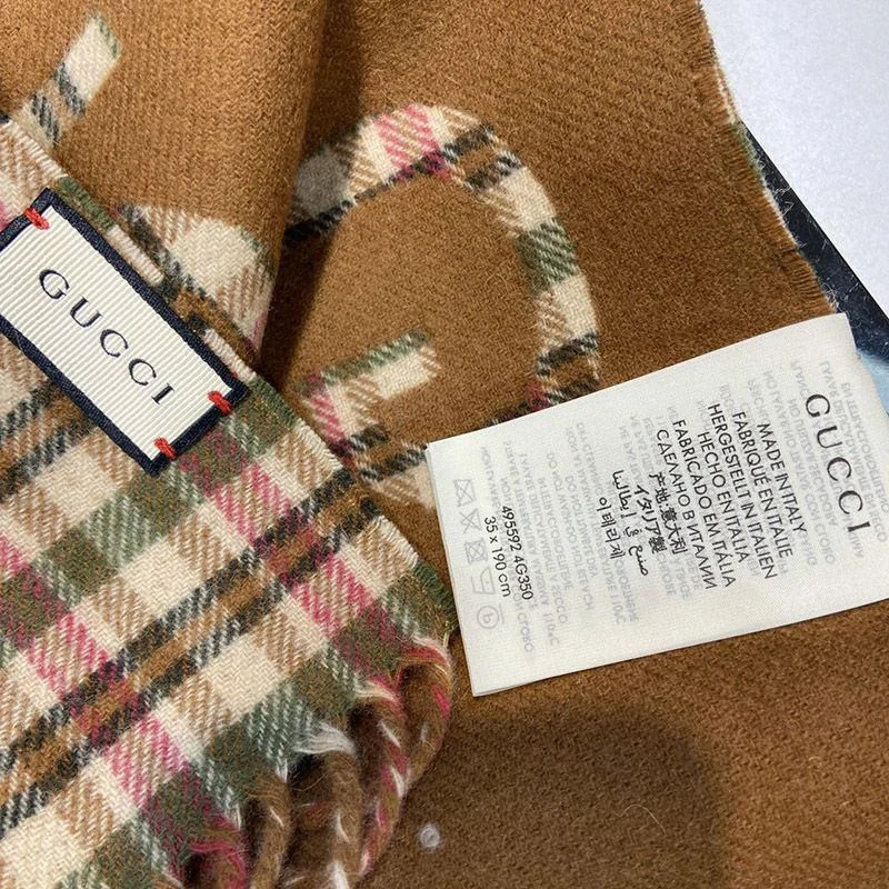 完売必至 グッチ チェック カシミヤ コピー スカーフ gux70461
