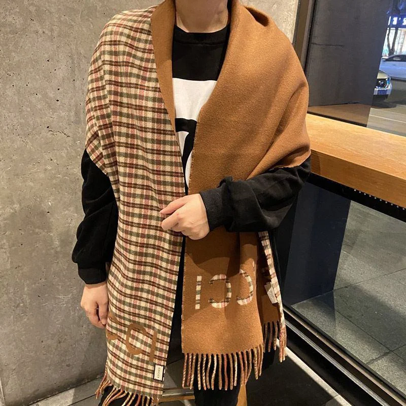完売必至 グッチ チェック カシミヤ コピー スカーフ gux70461