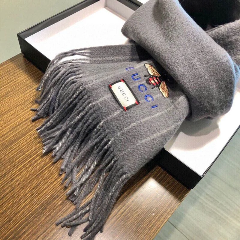 定番 グッチ 男女OK!GGマーク ストライプ ウールマフラー guq35149
