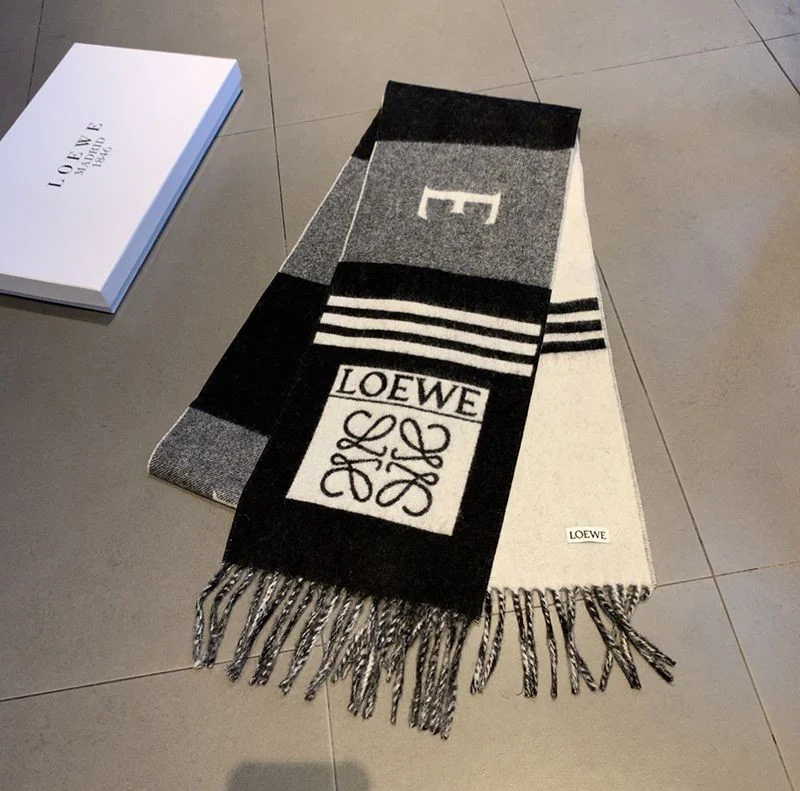 可愛いロエベ コピー ロゴストライプ スカーフ (カシミヤ) lov97443