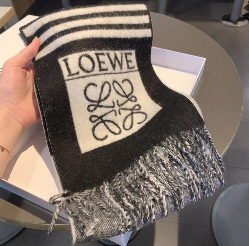 可愛いロエベ コピー ロゴストライプ スカーフ (カシミヤ) lov97443