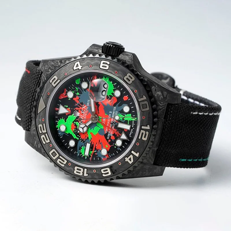 ロレックス DiW カーボン GMTマスター Ⅱ 偽物 MOTLEY GMT 偽物 腕時計