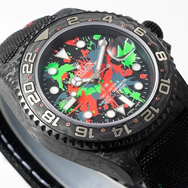 ロレックス DiW カーボン GMTマスター Ⅱ 偽物 MOTLEY GMT 偽物 腕時計
