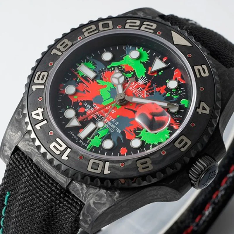 ロレックス DiW カーボン GMTマスター Ⅱ 偽物 MOTLEY GMT 偽物 腕時計