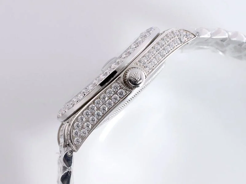 ロレックス ROLEX 時計 偽物 39MM メンズ レッド 全面ダイヤ デイデイト roh51246