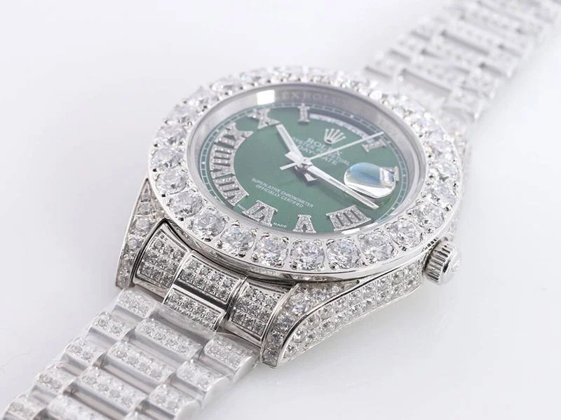ロレックスROLEX スーパーコピー 腕時計 オイスター パーペチュアル 39 メンズ グリーン 全面ダイヤ roi63736