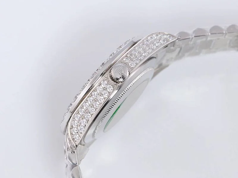 ロレックス ROLEX スーパーコピー 腕時計 39MM メンズ シルバー 全面ダイヤ デイデイト roj10057