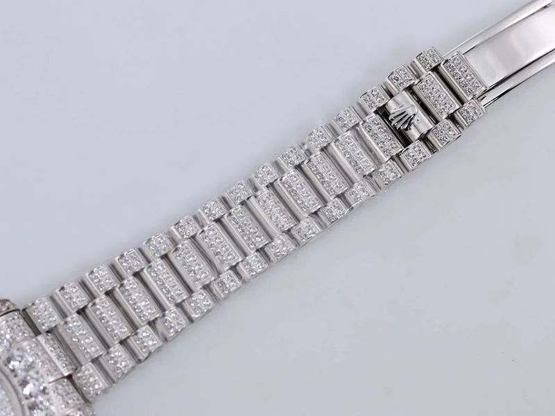 ロレックス ROLEX スーパーコピー 腕時計 39MM メンズ シルバー 全面ダイヤ デイデイト roj10057