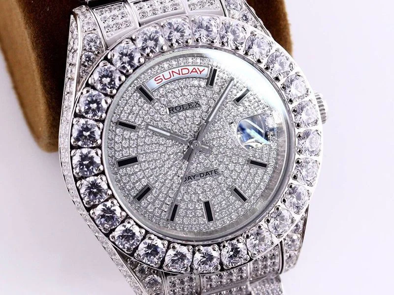 ロレックス ROLEX 時計 偽物 デイデイト 39MM メンズ シルバー 全面ダイヤ roj83110