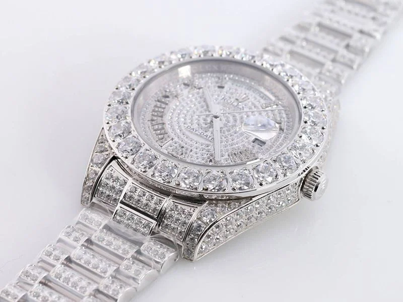 ロレックス ROLEX スーパーコピー 腕時計 39MM メンズ シルバー 全面ダイヤ デイデイト rom34702