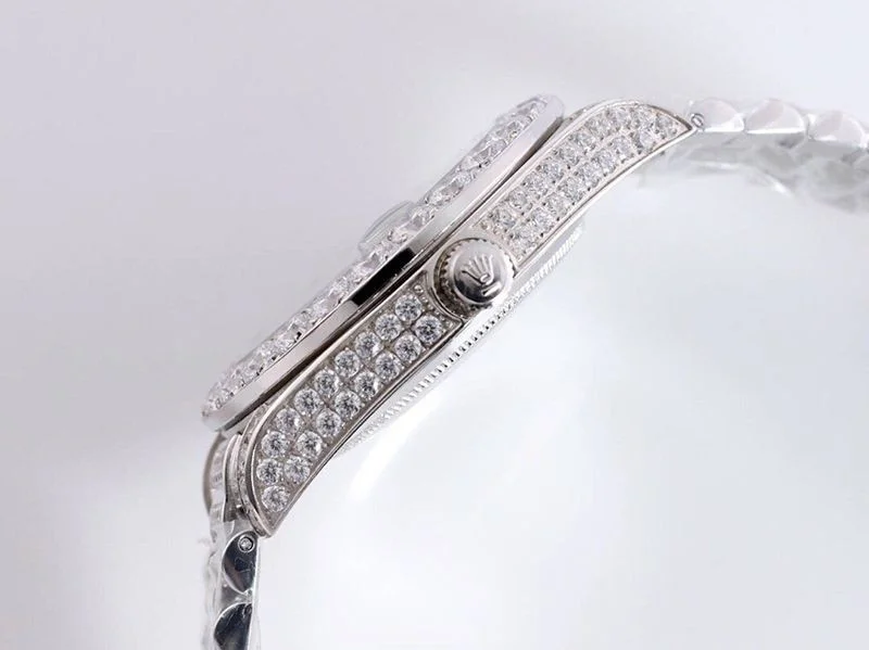 ロレックス ROLEX スーパーコピー 腕時計 39MM メンズ シルバー 全面ダイヤ デイデイト rom34702