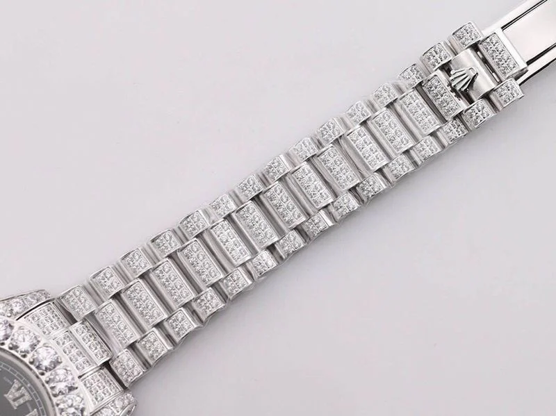 ロレックス ROLEX スーパーコピー 腕時計 39MM メンズ シルバー 全面ダイヤ デイデイト rom34702