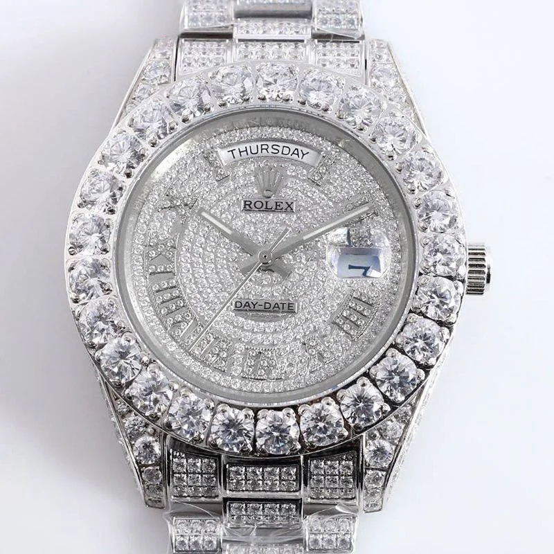 ロレックス ROLEX スーパーコピー 腕時計 39MM メンズ シルバー 全面ダイヤ デイデイト rom34702