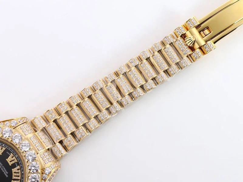 ロレックス ROLEX 偽物 腕時計 39MM メンズ ブラック 全面ダイヤ デイデイト roo42615