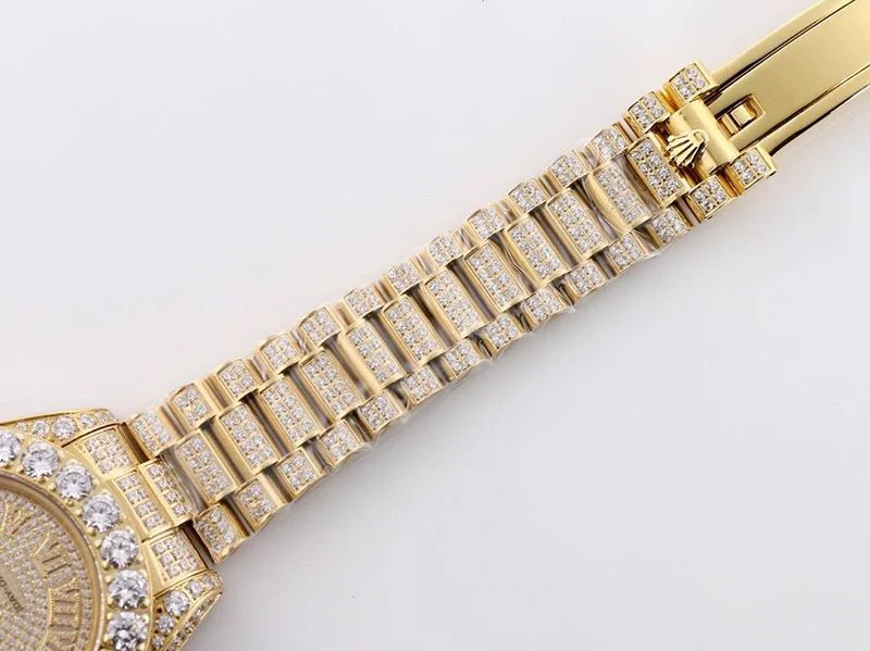 人気ロレックス ROLEX スーパーコピー 腕時計 デイデイト 39MM メンズ シャンパン 全面ダイヤド ros21771