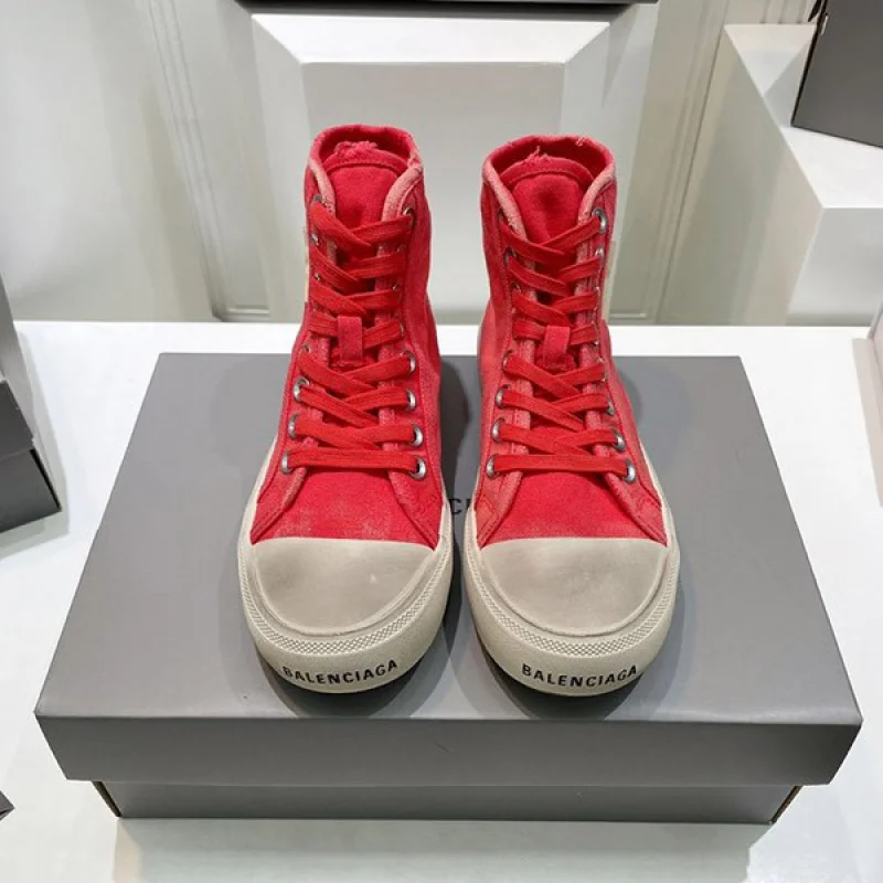 目を惹くカラーバレンシアガ 偽物 PARIS HIGH TOP スニーカー レッド bap22382