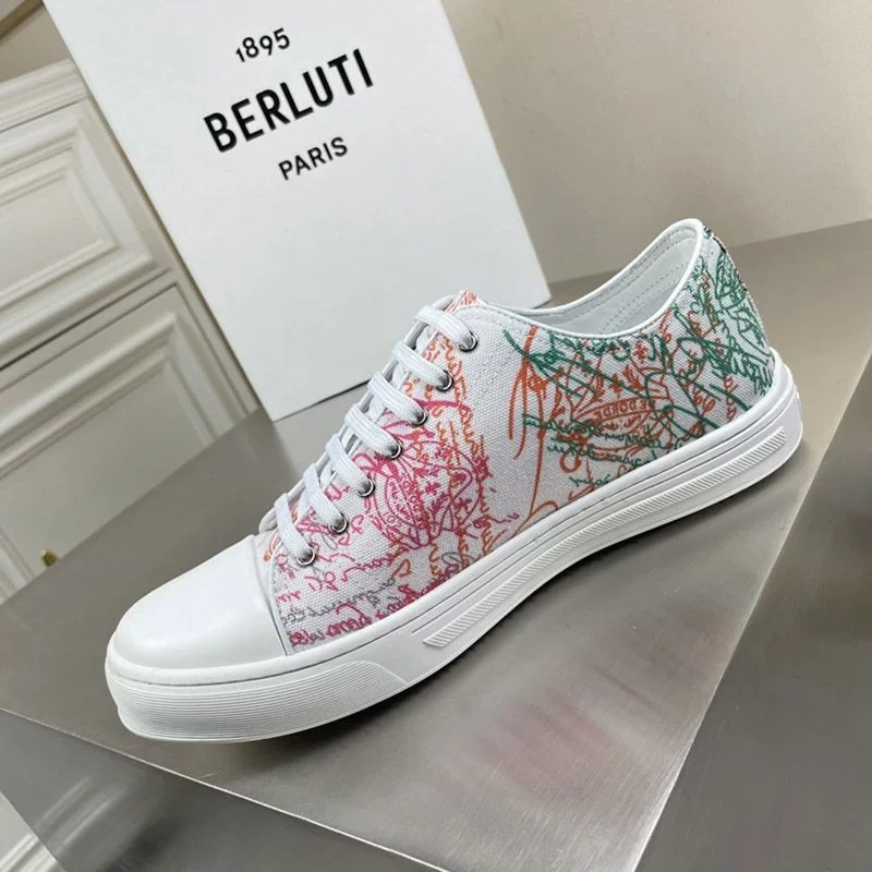 大人気!ベルルッティ スニーカー21ss*スクリットキャンバスローカット bew80397