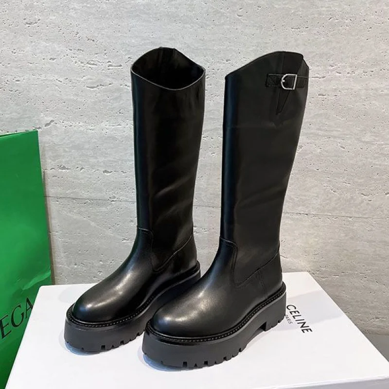 高品質 セリーヌ バックル ハイブーツ カーフスキン 偽物 Ceh30823