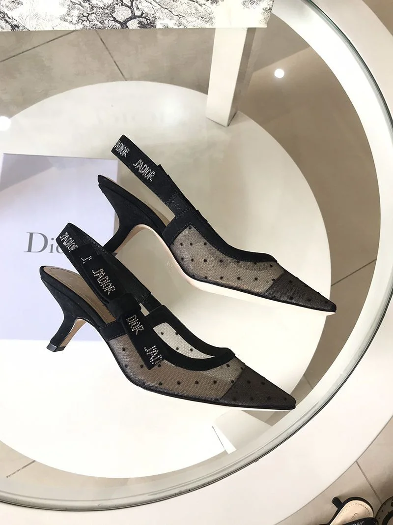 追跡付き発送ジャディオール コピー スリングバックパンプス★ブラック プリュムティ dem27844