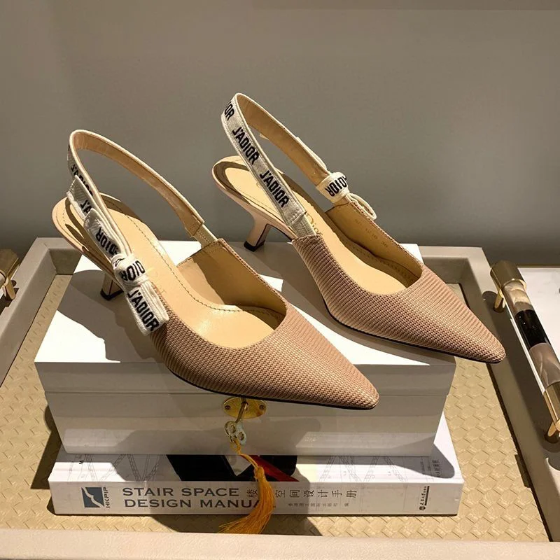 《大人気》ジャディオール スリングバックパンプス コピー★ヒール6.5cm ブラウン テクニカルファブリック dep24544