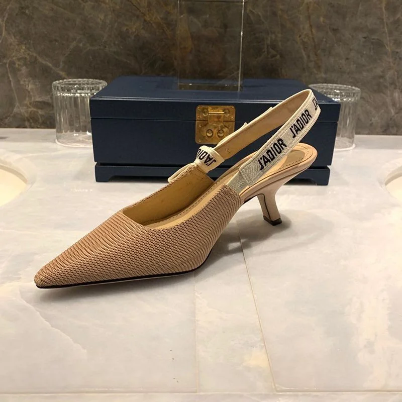 《大人気》ジャディオール スリングバックパンプス コピー★ヒール6.5cm ブラウン テクニカルファブリック dep24544