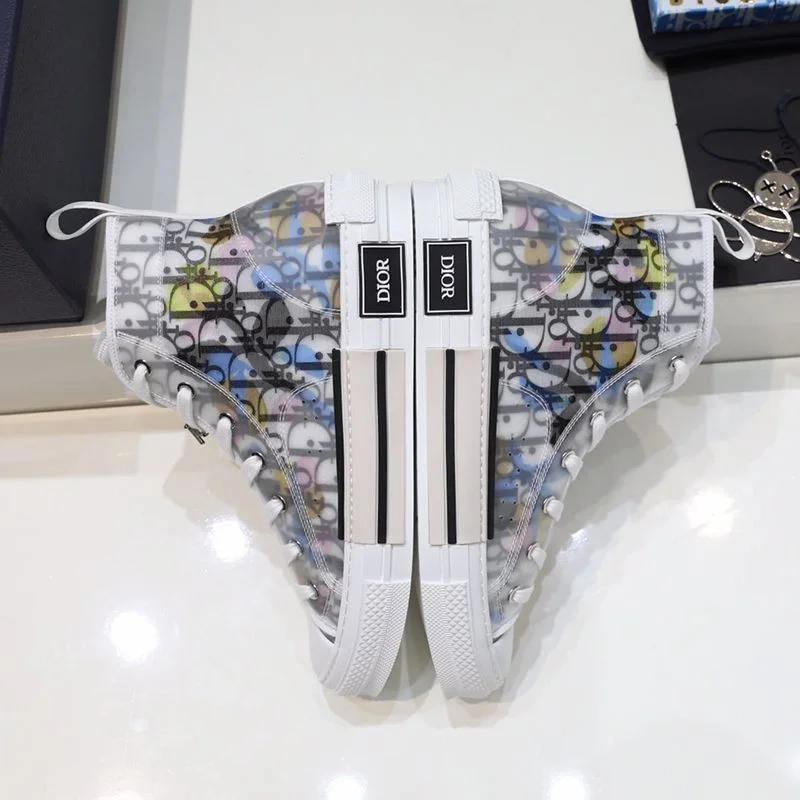 21-22AWディオール x アレックスフォックストン 偽物 B23 ハイトップスニーカー★マルチカラー オブリーク キャンバス der66018