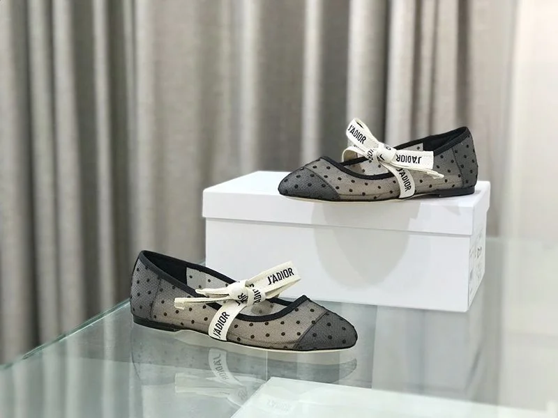 【日本未発売】ディオール “Miss B”偽物 バレエフラットシューズ ブラック プリュムティ dez59333