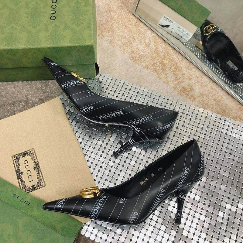 稀少 グッチxバレンシアガ 偽物 コラボ ナイフ パンプス gub49600