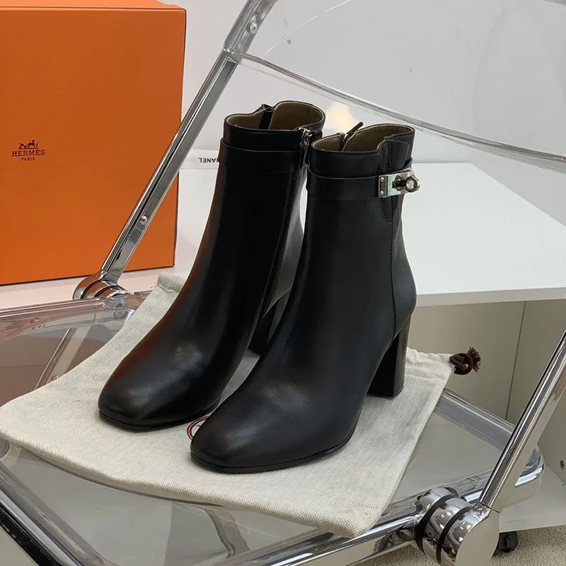 21-22AWエルメス レディース 黒ブーツ 白パンツにピッタリ 偽物 erq40412