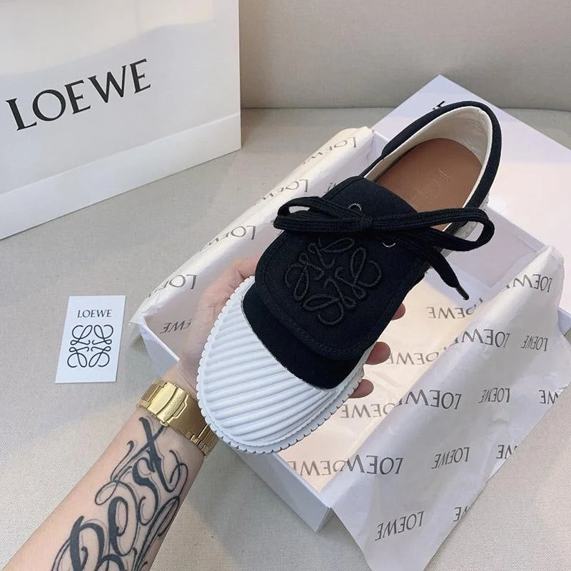 定番人気 ロエベ アナグラム ロゴ コピー 刺繍 フラップ キャンバス ロートップ lov32780
