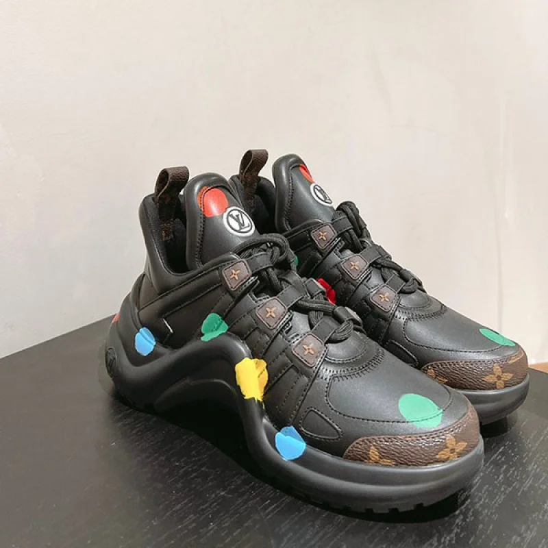 ◆草間彌生【ルイヴィトン 偽物】LV × YK LV アークライト・ラインスニーカー 1AB9R4