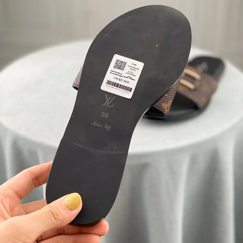 日本未入荷ルイヴィトン シューズ 偽物 フラットミュール 茶 ロックイット 1A64MN vuc46816
