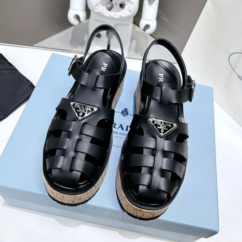 お洒落プラダ Rubber wedge platform sandals ウェッジサンダル 偽物 pur40331