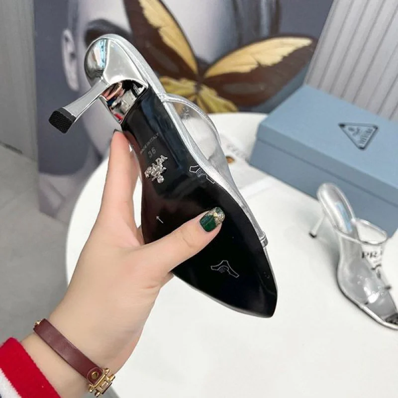 21-22AWプラダ ロゴプリント プレックス ハイヒールスライドサンダル 偽物 puz44417