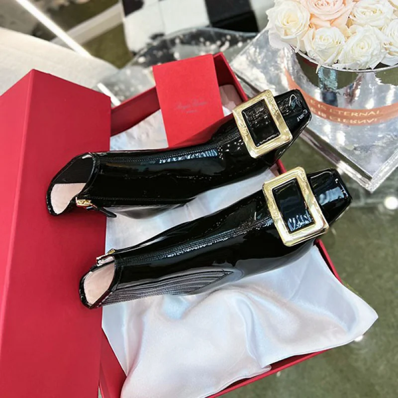 すぐ届く ロジェヴィヴィエ Viv In The City レザー アンクル ブーツ 偽物 roo98970