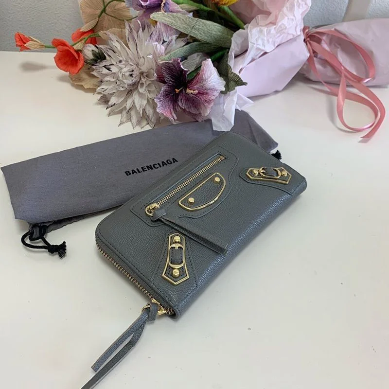 ★関税/送料込★バレンシアガ ラウンドファスナー コピー 長財布 小銭入れ付き/ネオクラシック グレー bah98470