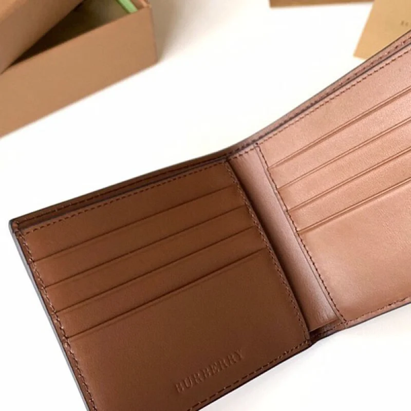 バーバリー 偽物 ロゴ レザー 折りたたみ財布 Bag06979
