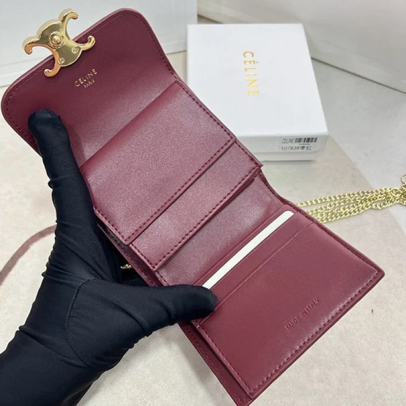 希少色セリーヌ 偽物 ラムスキンフラップウォレット ミニ財布 Cen56822