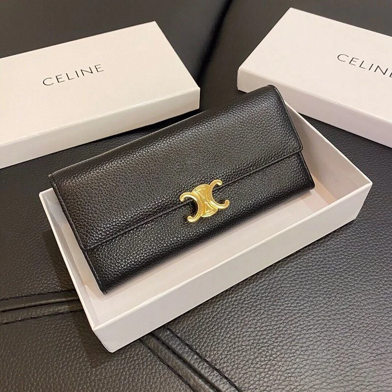完売必至 セリーヌ 偽物 ラージ トリオンフ フラップウォレット ラムスキン長財布 Ceq81746