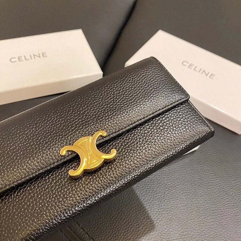 完売必至 セリーヌ 偽物 ラージ トリオンフ フラップウォレット ラムスキン長財布 Ceq81746
