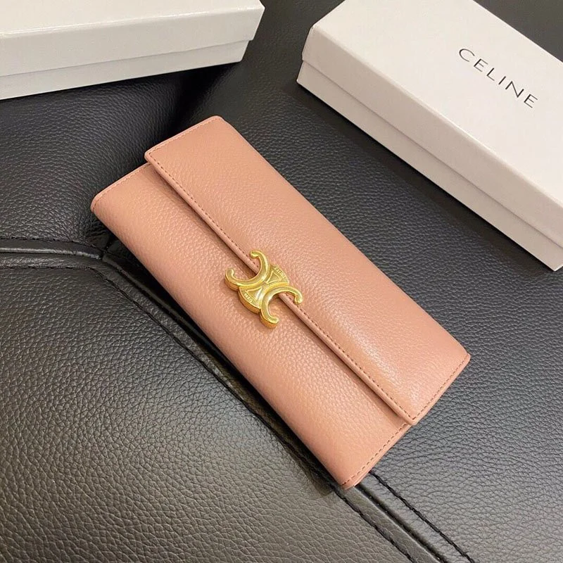 完売必至 セリーヌ 偽物 ラージ トリオンフ フラップウォレット ラムスキン長財布 Ceq81746