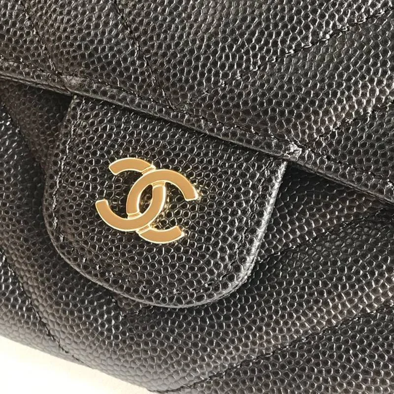 希少限定品 シャネル 二折りカブセ長財布 偽物キャビア 80758