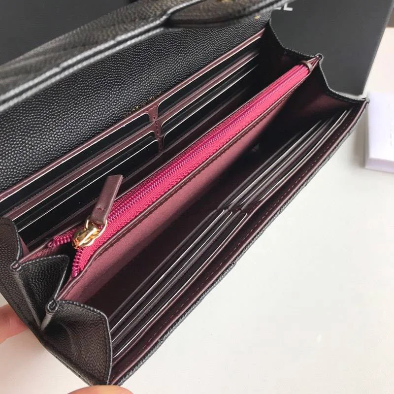 希少限定品 シャネル 二折りカブセ長財布 偽物キャビア 80758