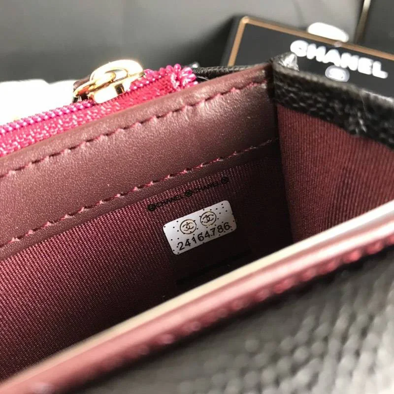 希少限定品 シャネル 二折りカブセ長財布 偽物キャビア 80758