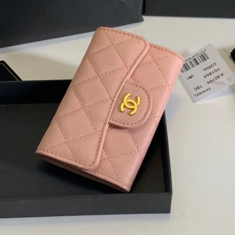 5色あり シャネル お洒落なカード&コインケースコピー★ブラック★ゴールド金具A80799