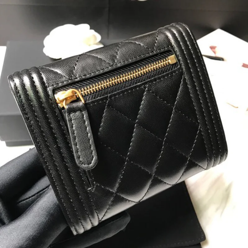 すぐ届く☆ シャネルブランド シャネル 三つ折り財布偽物品 黒 b80734