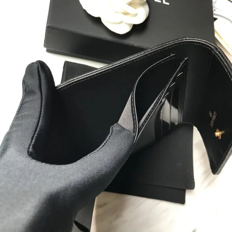 すぐ届く☆ シャネルブランド シャネル 三つ折り財布偽物品 黒 b80734